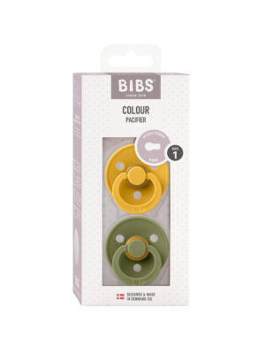 Set de 2 chupetes de colores tetina redonda de caucho natural 0/6 meses - color miel/oliva - bibs - BIBS