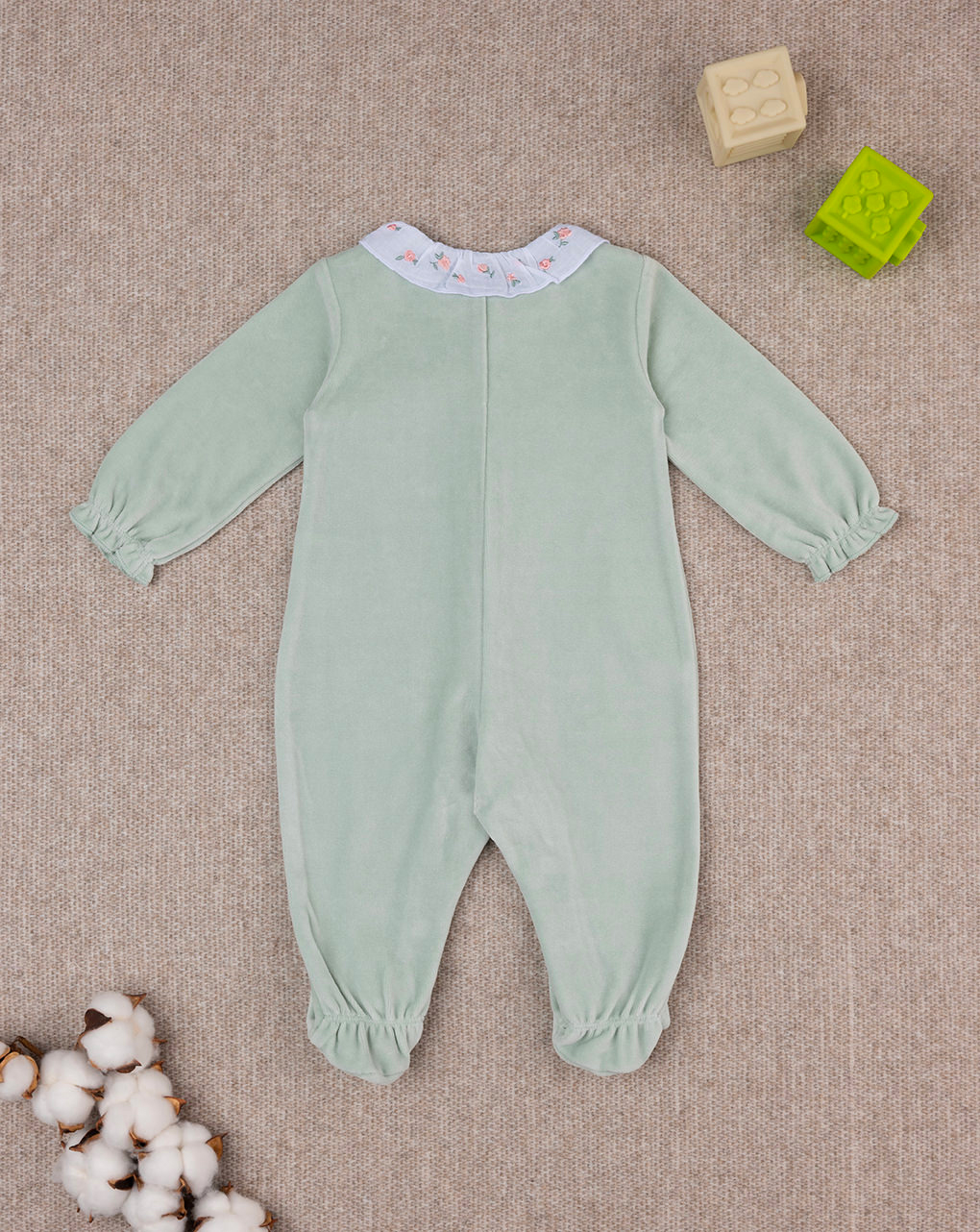 Pelele de chenilla verde para bebé niña - Prénatal