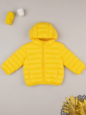 Chaqueta ligera de plumón amarillo con capucha para bebé - Prénatal