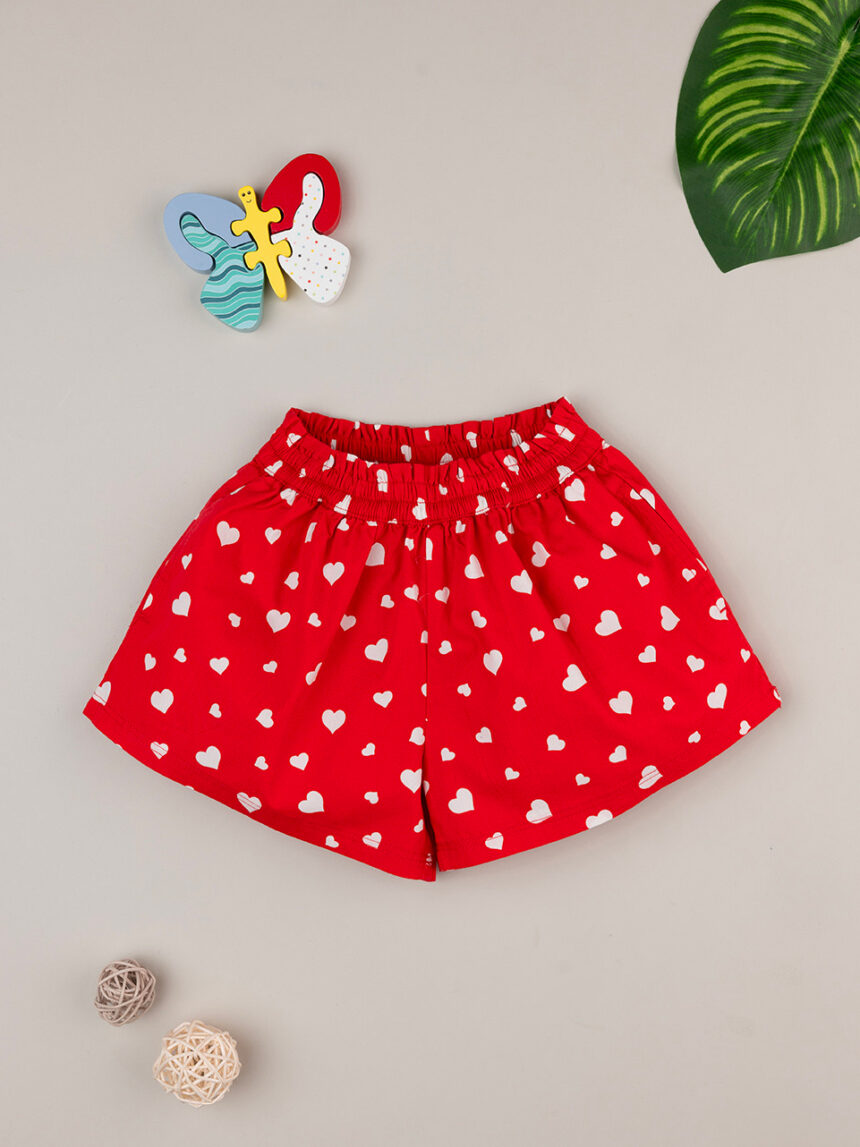 Pantalón corto rojo de niña con allover - Prénatal