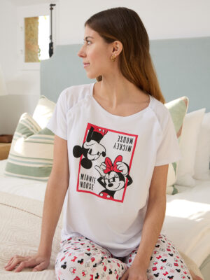 Pijama de lactancia con estampado de "mickey y minnie mouse - Prénatal