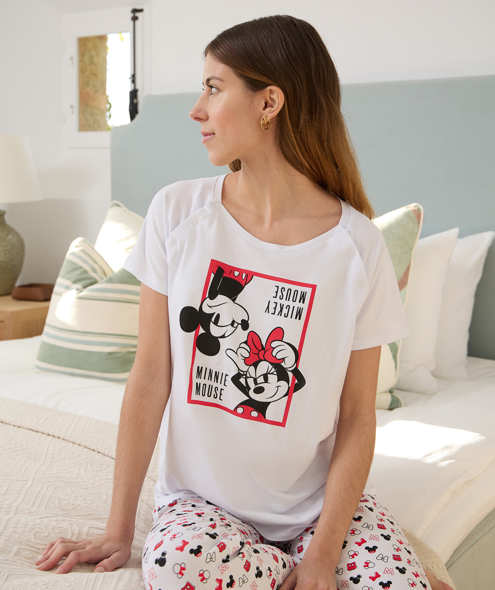 Pijama de lactancia con estampado de "mickey y minnie mouse - Prénatal
