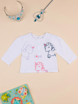 Camiseta unicornio blanca de manga larga para niña - Prénatal