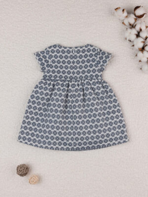 Elegante vestido de bebé niña blanco - azul - Prénatal