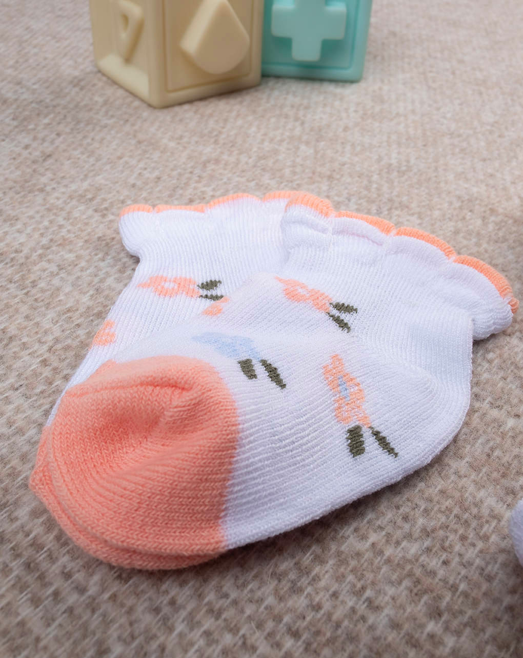 Lote 2 calcetines bebé naranja algodón orgánico - Prénatal