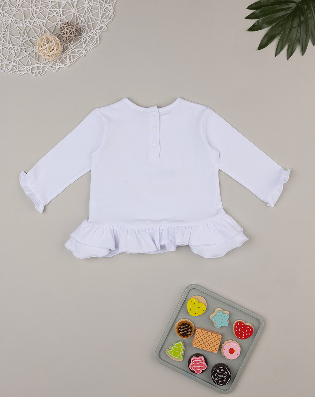Camiseta blanca de manga larga para niña con estampado - Prénatal