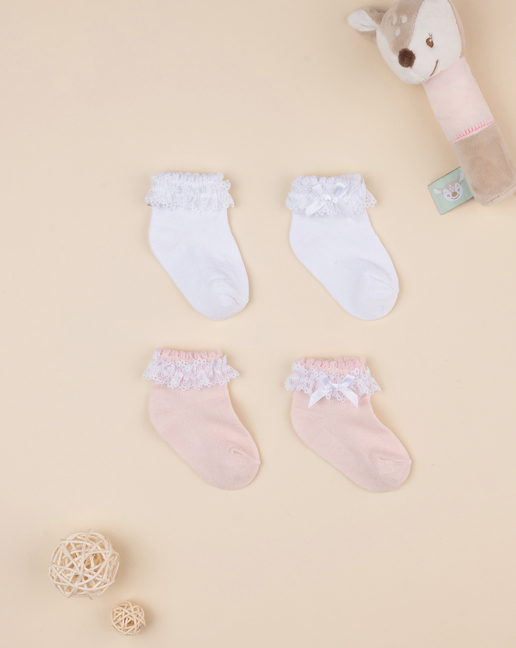 Lote 2 calcetines cortos bebé algodón orgánico - Prénatal