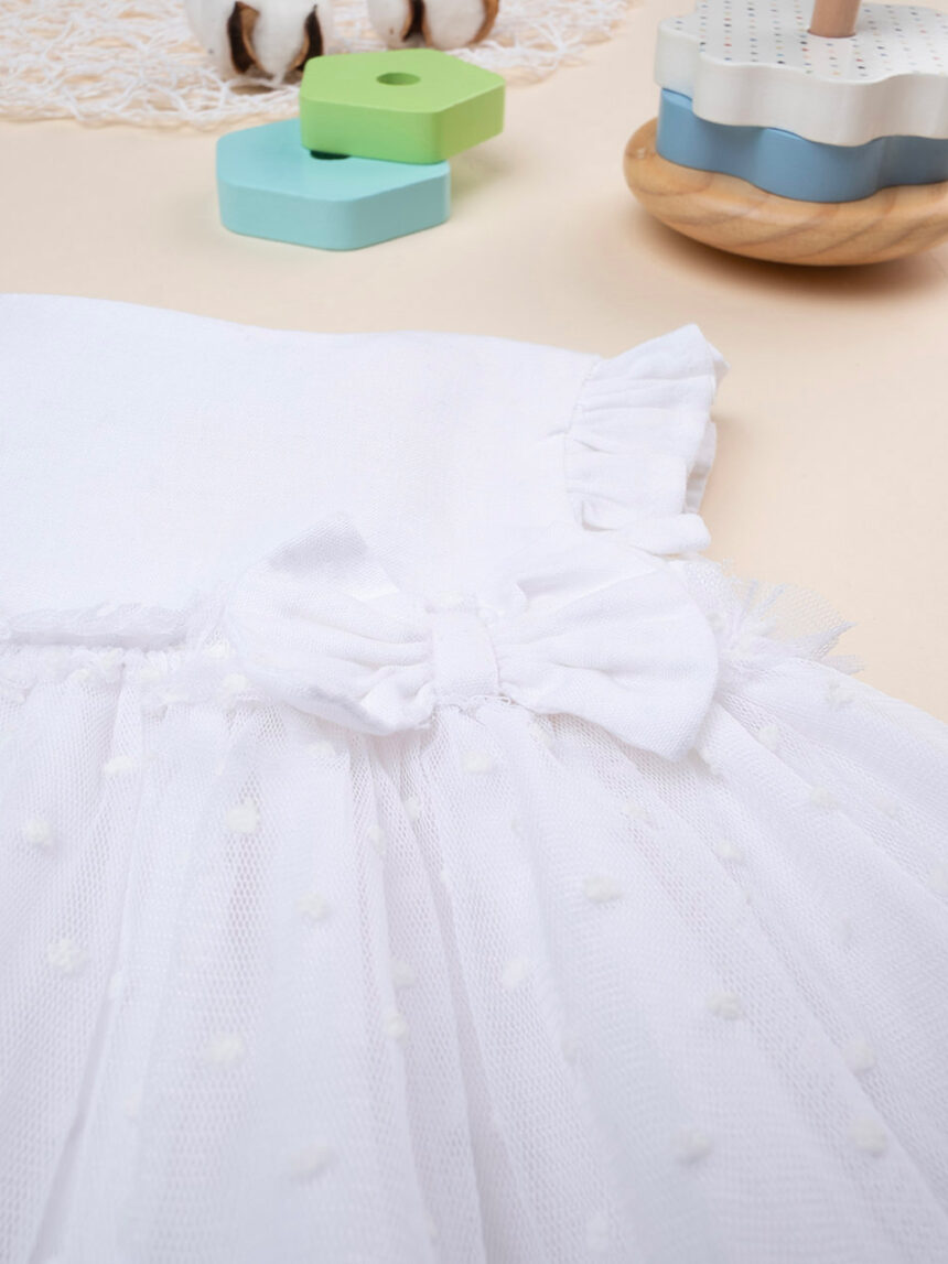 Vestido de lino y tul para recién nacida - Prénatal
