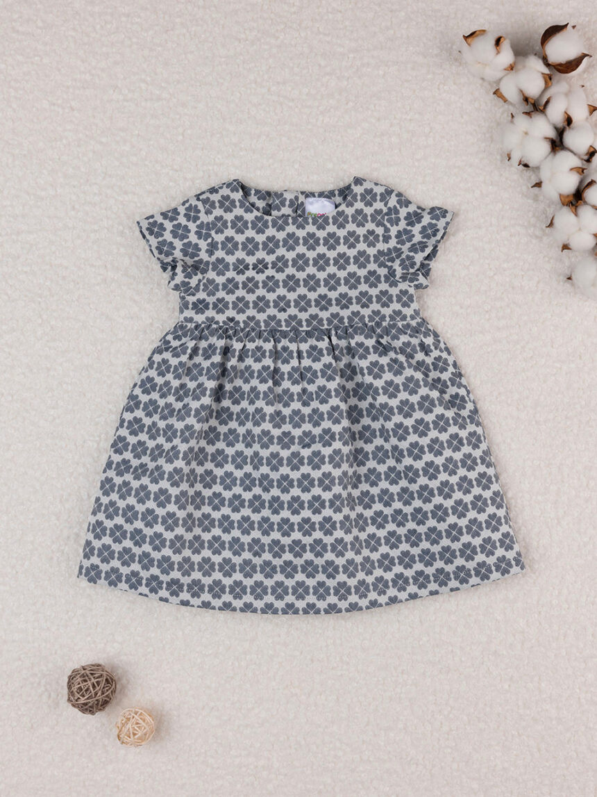 Elegante vestido de bebé niña blanco - azul - Prénatal