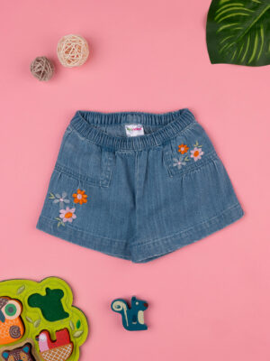 Pantalón corto informal para niña con bordados florales - Prénatal
