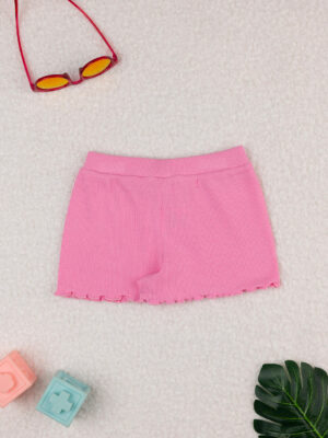 Pantalón rosa corto informal de canalé para niña - Prénatal