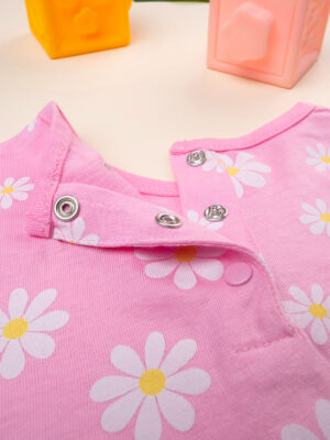 Camiseta rosa para niña margaritas y volantes - Prénatal