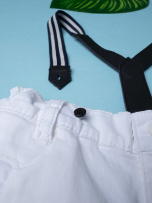 Pantalones blancos de niño con tirantes - Prénatal