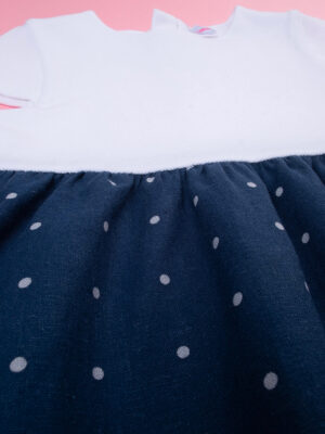 Vestido de lino con falda de lunares azules - Prénatal