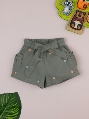 Pantalón verde corto informal de lino para niña - Prénatal