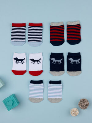Pack 5 calcetines de bebé con rayas y bordados - Prénatal