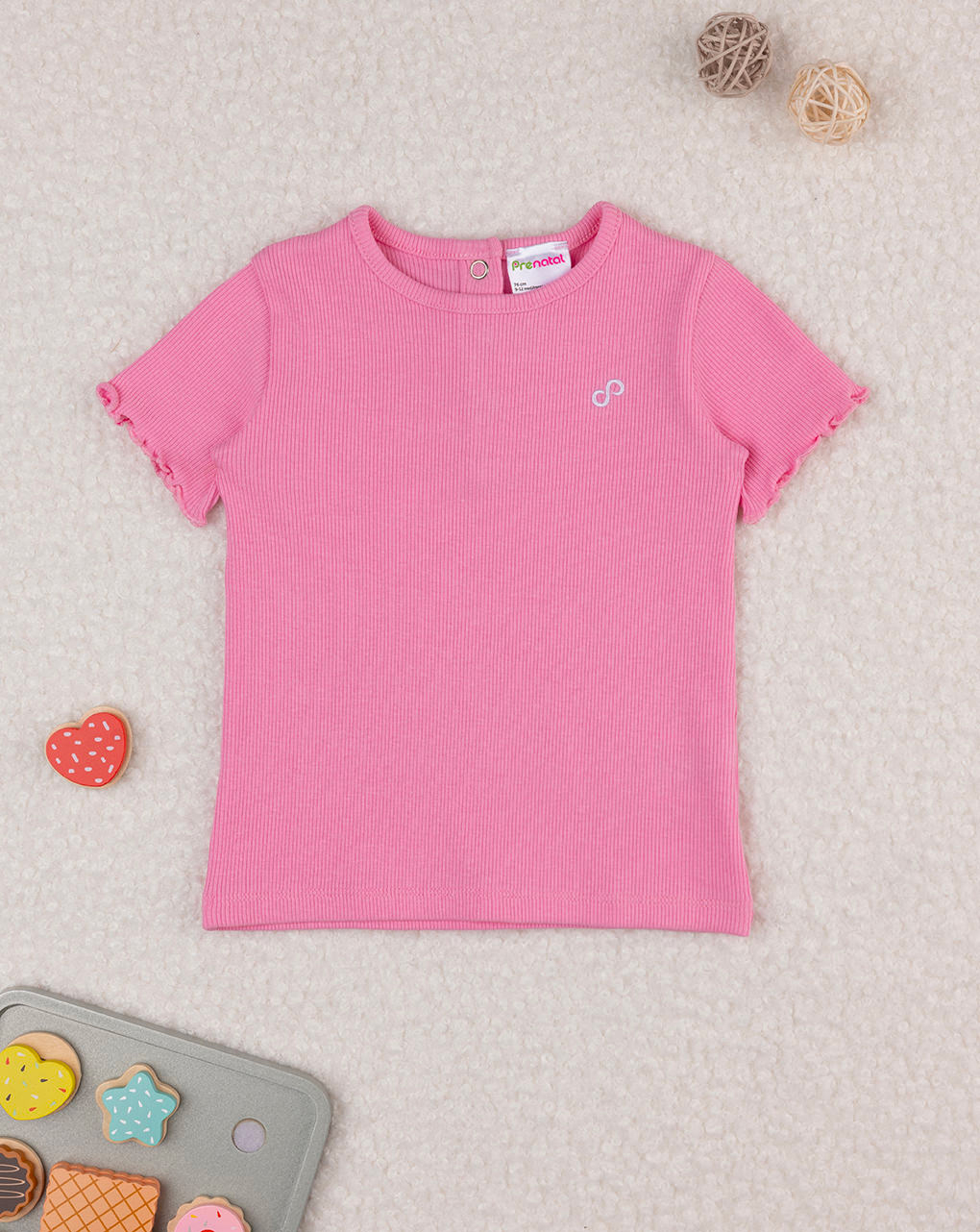 Camiseta casual de canalé para niña total deep pink - Prénatal