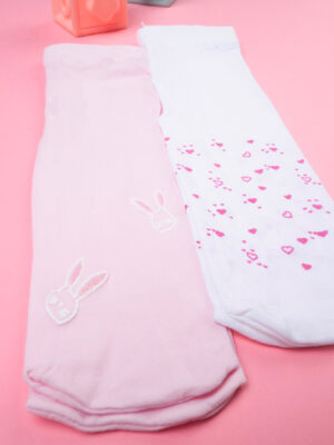 Pack 2 leotardos rosa bebé y blanco - Prénatal