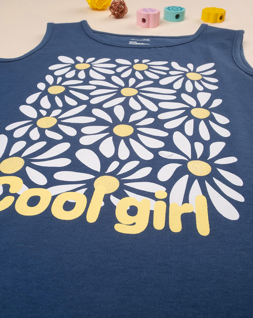 Camiseta de tirantes azul floreada de niña - Prénatal