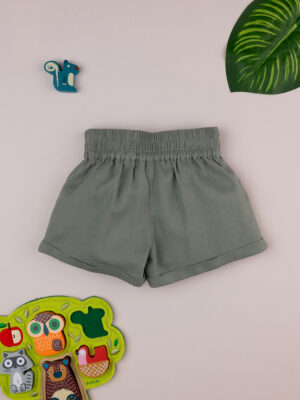 Pantalón corto de lino verde para niña - Prénatal