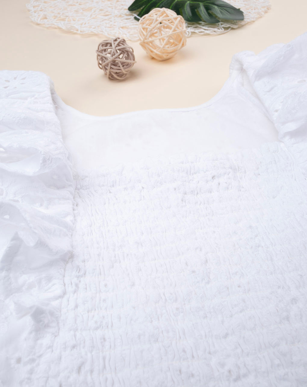 Camiseta sangallo blanca de niña - Prénatal