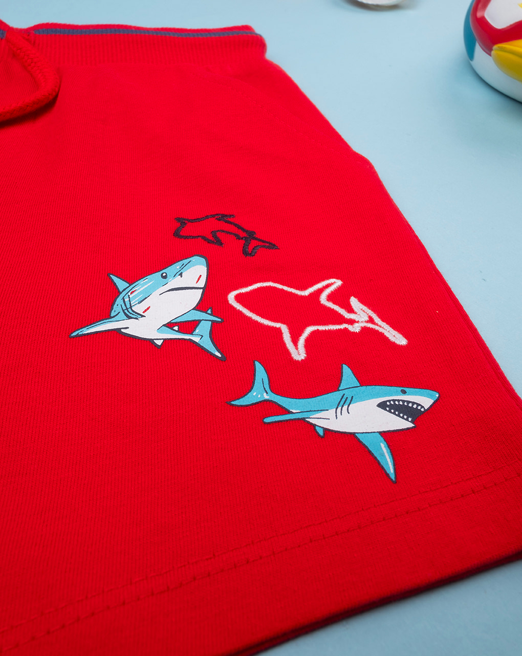Bermudas rojas para niños "shark" - Prénatal