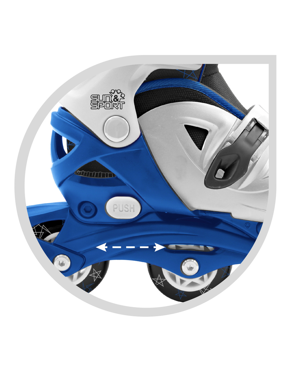 Patines en línea 4 ruedas azul - talla 31-35 - sun&sport - Sun&Sport