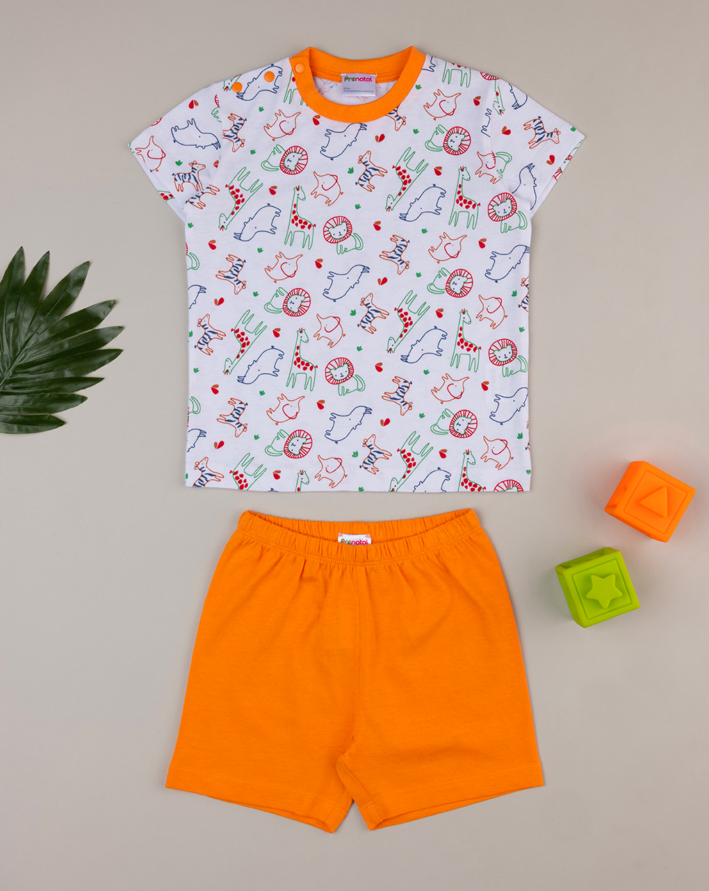 Pijama naranja de animales para bebé - Prénatal