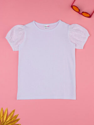 Camiseta bianca bambina sangallo - Prénatal