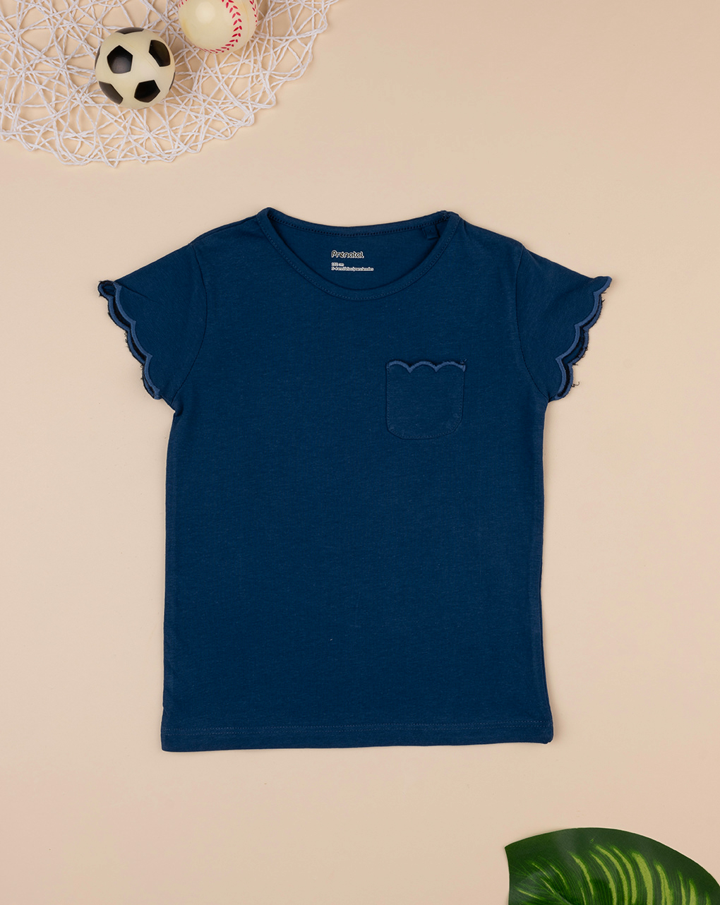 Camiseta  básica para niña azul total - Prénatal