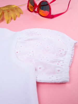 Camiseta bianca bambina sangallo - Prénatal