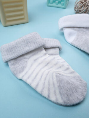 Lote de 2 calcetines de niño blancos y grises - Prénatal