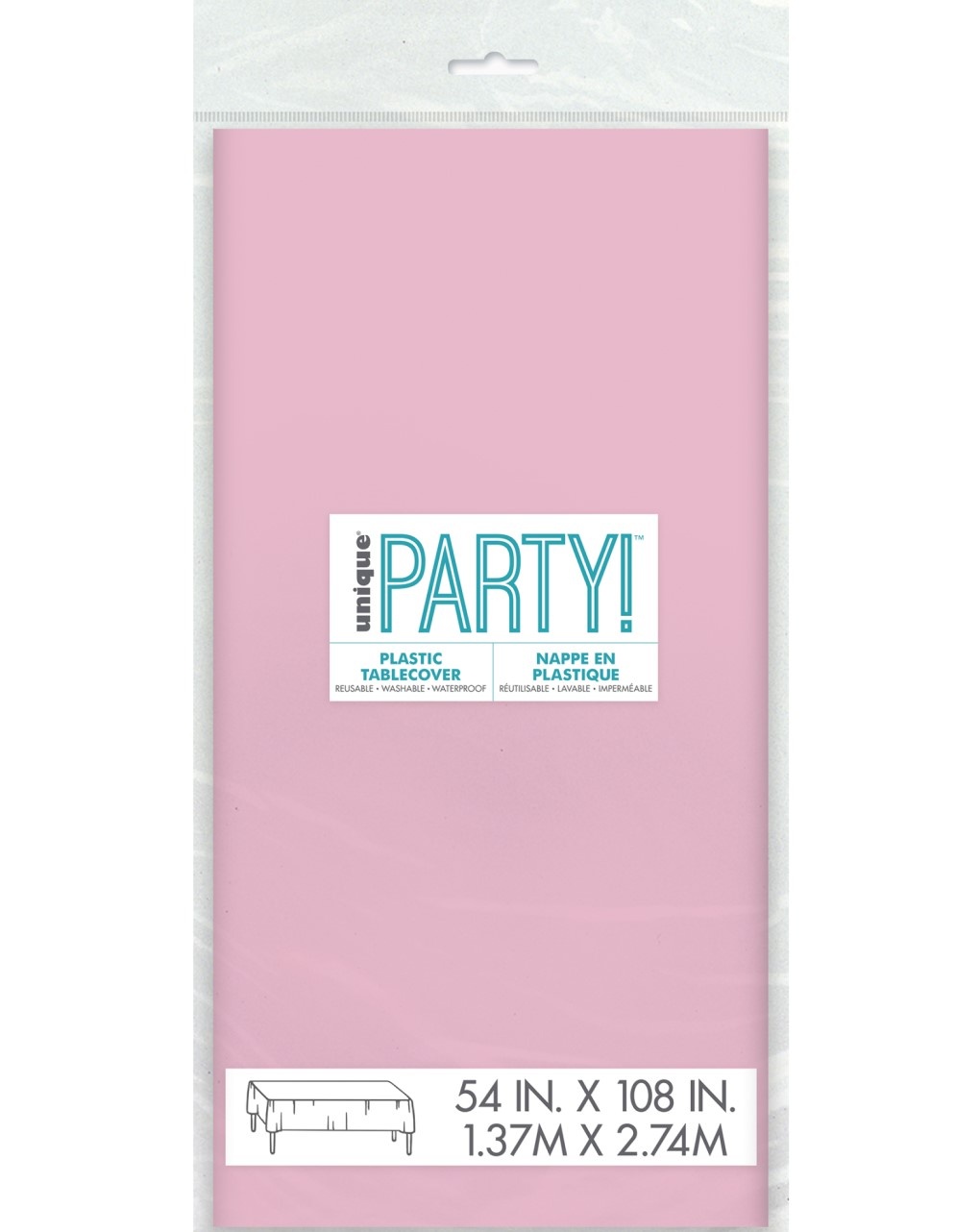 Mantel de plástico 137 x 274 cm - rosa pastel - Bigiemme