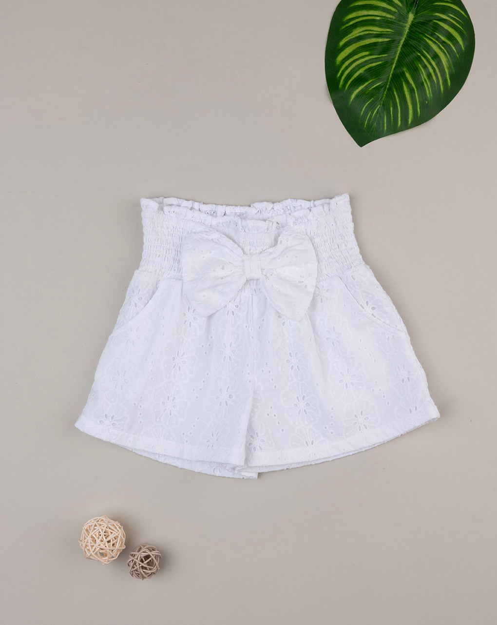 Pantalón corto sangallo blanco de niña - Prénatal