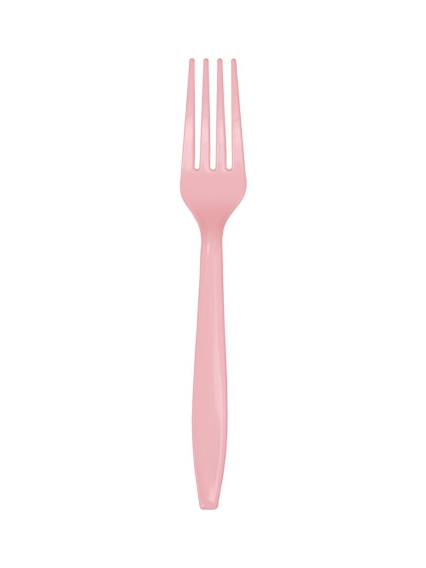 Tenedor de plástico h. 18 cm - 24 unidades - rosa pastel - Bigiemme