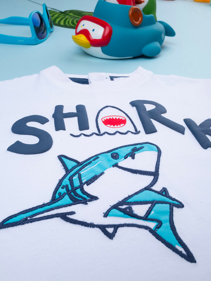 Camiseta blanca de media manga "shark" para niños - Prénatal