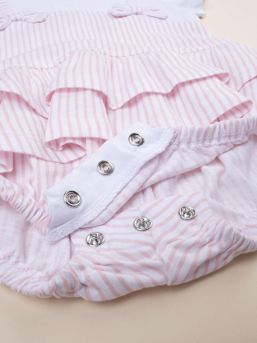 Pelele de rayas rosa con lazos para bebé niña - Prénatal